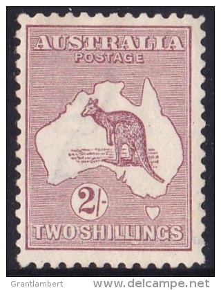 Australia 1924 Kangaroo 2 Shillings Maroon 3rd Wmk MH  - Variety 38(U)i - Nuevos