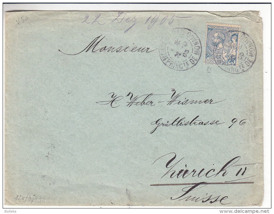 Monaco - Lettre De 1903 - Expédié Vers La Suisse - Zürich - Lettres & Documents