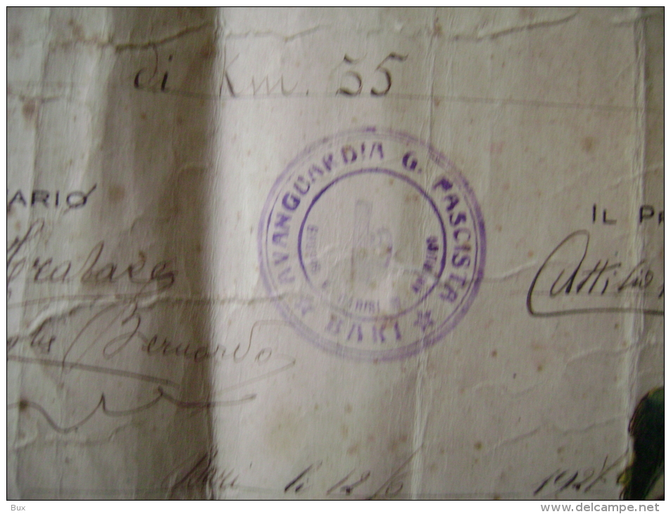 BARI 1927  DIPLOMA SPORT CICLISMO AVANGUARDIA  FASCISTA   SPORTS - Diplomas Y Calificaciones Escolares