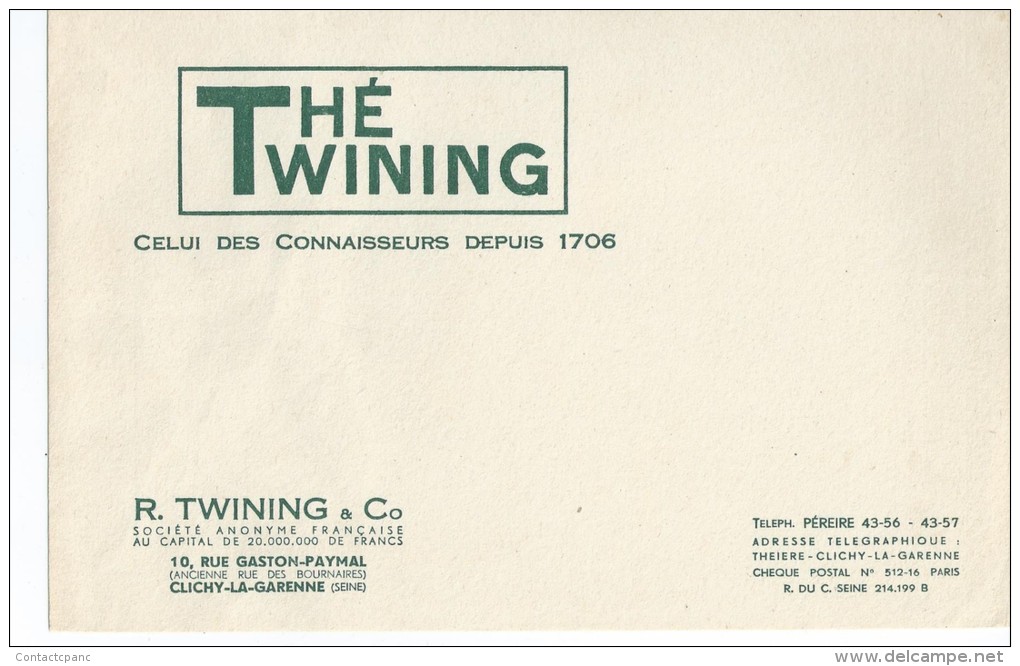 Thé    TWINING       -   Ft  =  21 Cm X 13.5 Cm - Koffie En Thee