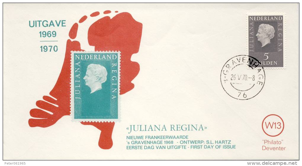 Philato FDC W13 - Blanco / Open Klep (CW = € 45,-) - FDC