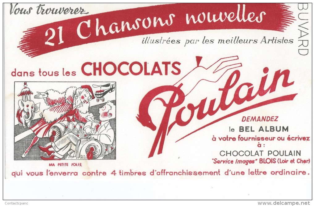 Chocolats   POULAIN   21 Chansons Nouvelles   "  Ma Petite Folie  "     -   Ft  =  21.5 Cm X 14 Cm - Chocolat