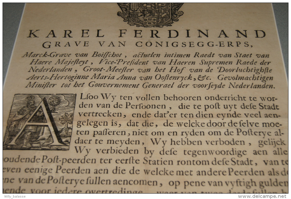 Karel Ferdinand Grave Van Cönigsegge-erps - 20 Guldens Amende Voor Ieder Overtredinge Brussels 1743 - Décrets & Lois