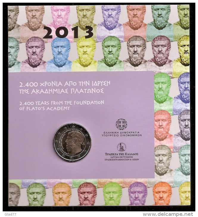 Officia-Original-Authenti C  Blister 2 Euro 2013 "2400 Years From The Foundation Of Plato S Academy" UNC!! - Grèce