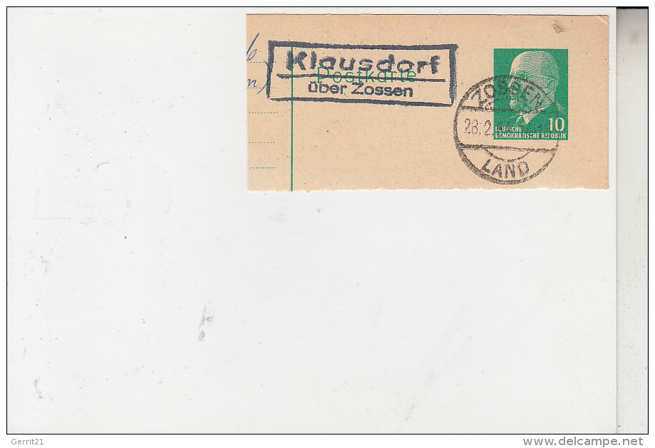 0-1631 KLAUSDORF, Landpoststempel "Klausdorf über Zossen", 1961, GA-Auschnitt - Klausdorf