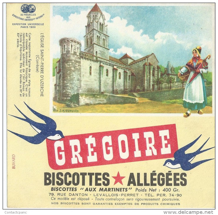 Biscotte   GREGOIRE   - Eglise  Saint - Pierre D' Uzerche  ( 19 ) - Zwieback