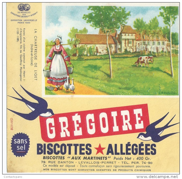 Biscotte   GREGOIRE   -   La Chartreuse De LIGET  ( 37 ) - Bizcochos