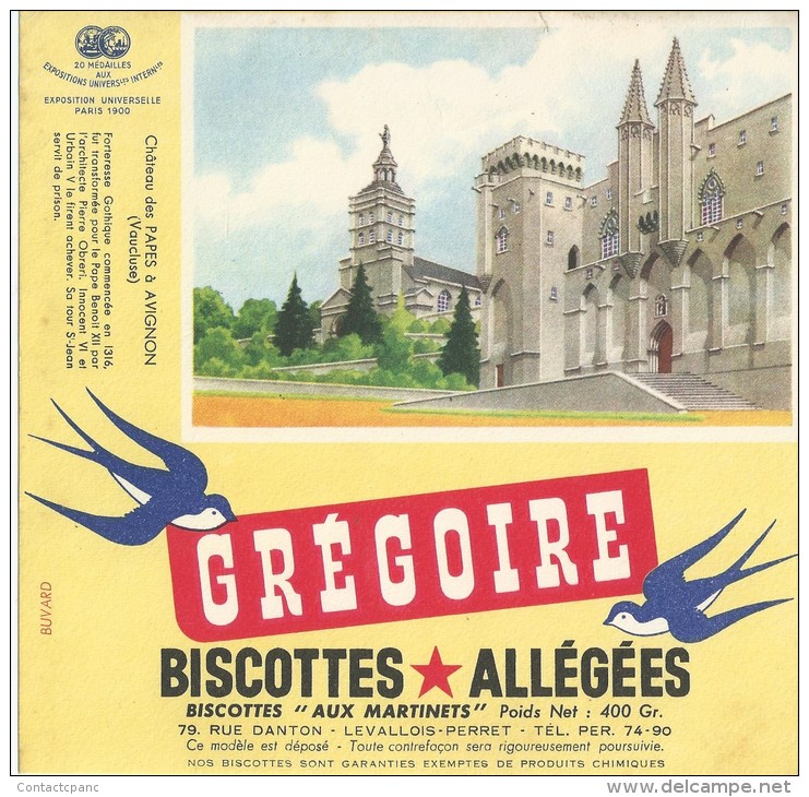 Biscotte   GREGOIRE   -  Château Des Papes D' AVIGNON   ( 84 ) - Biscottes
