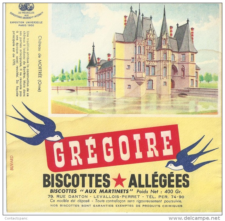 Biscotte   GREGOIRE   -  Château De MORTREE  ( 61 ) - Biscottes