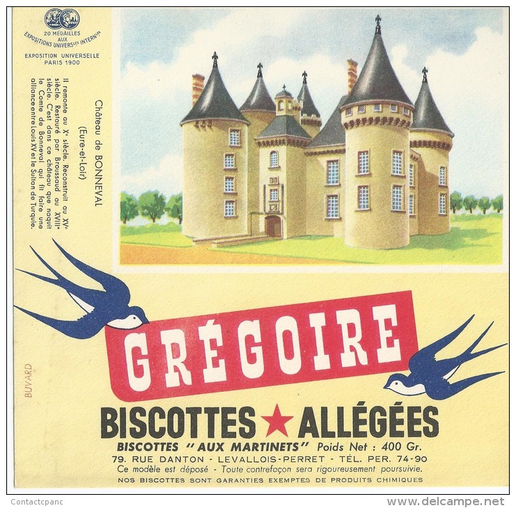Biscotte   GREGOIRE   -  Château De BONNEVAL    ( 28 ) - Biscotti