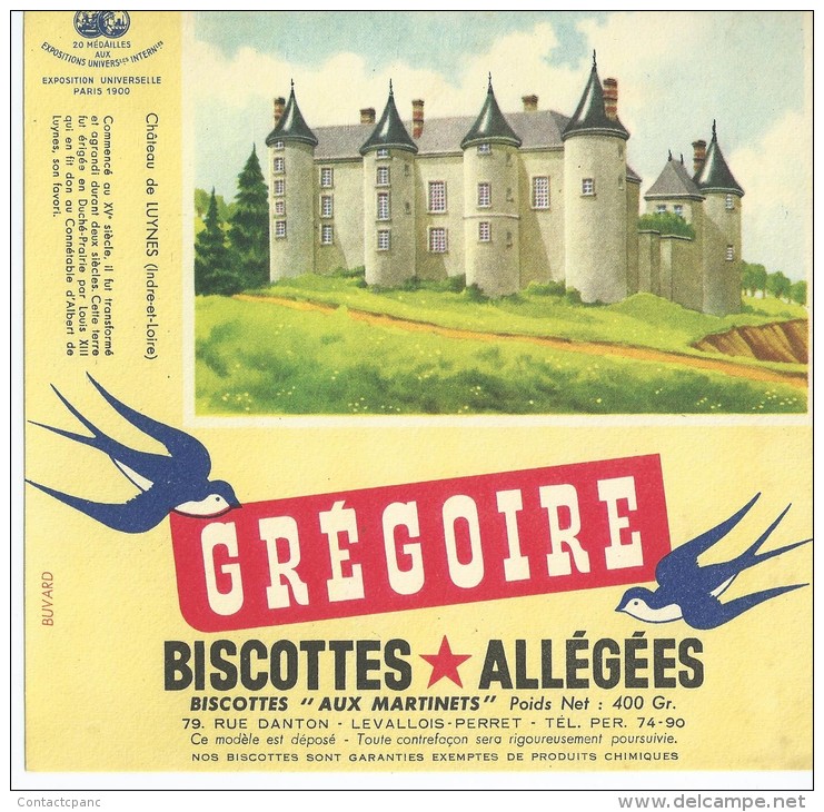 Biscotte   GREGOIRE   - Le Château De  LYUNES   ( 37 ) - Biscottes