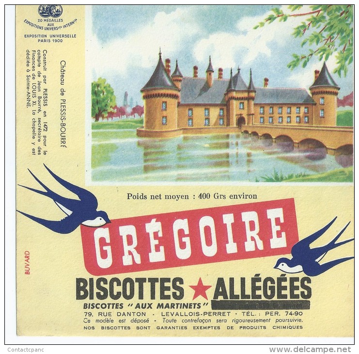 Biscotte   GREGOIRE   - Le Château De  PLESSIS - BOURRE - Biscottes
