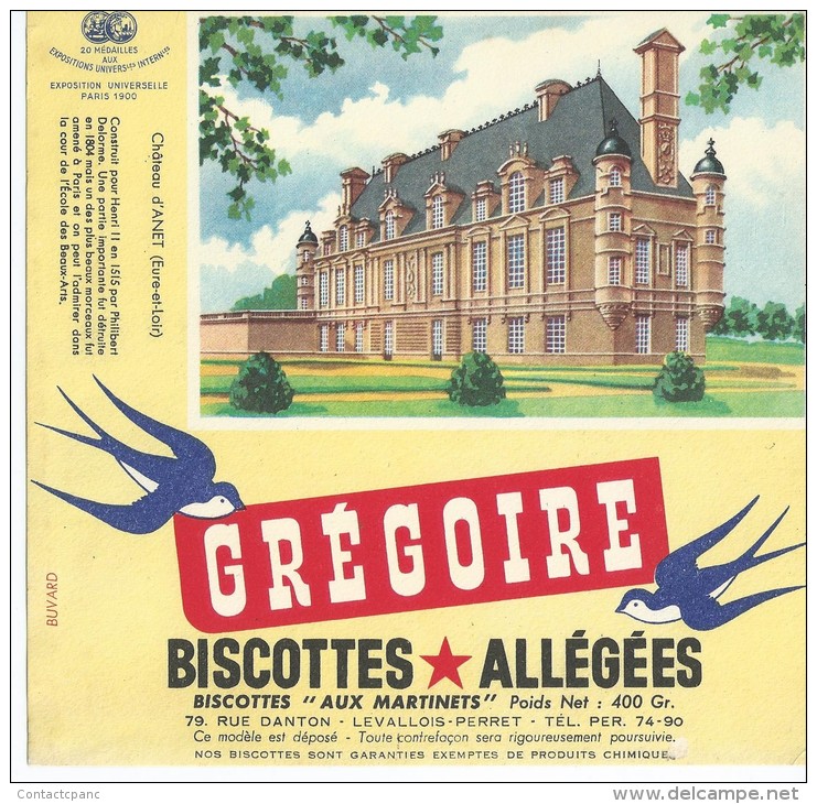 Biscotte   GREGOIRE   - Le Château D' ANET  ( 28 ) - Biscottes