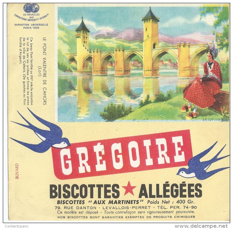 Biscotte   GREGOIRE   - Le Pont VALENTRE  - Cahors   ( 46)   Illustrée Par J. A. DUPUICH - Bizcochos