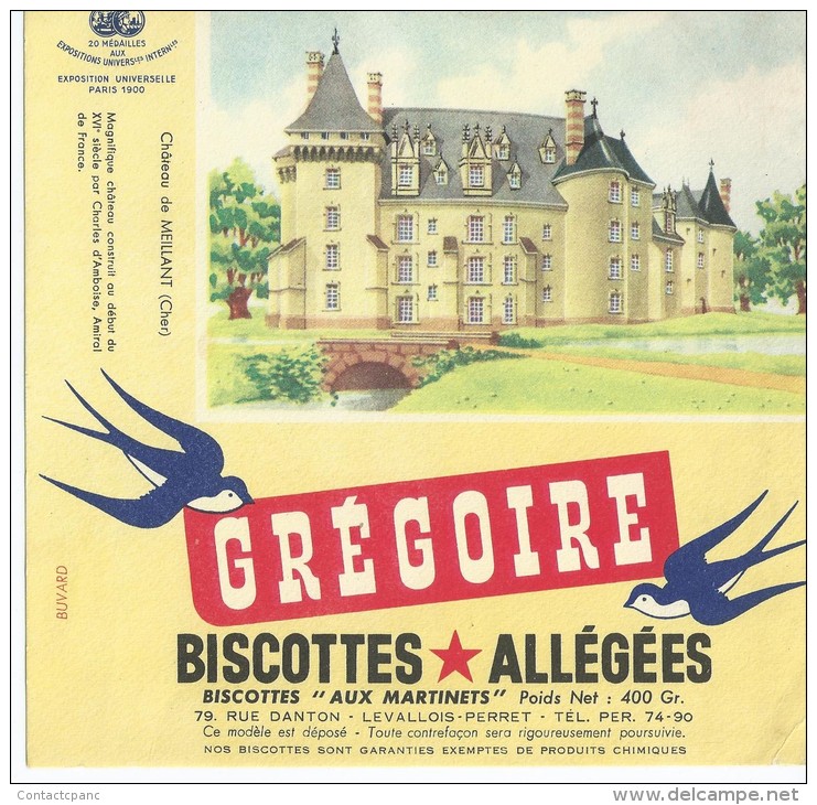 Biscotte   GREGOIRE   - Le Château De MEILLANT  ( 18 ) - Biscottes