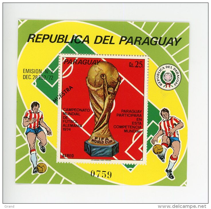 Paraguay-1974-Coupe Du Monde De Foot En Allemagne-MI B206***MNH-MUESTRA - 1974 – Germania Ovest