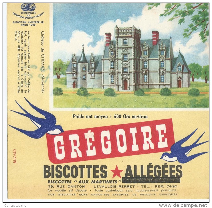 Biscotte   GREGOIRE   - Le Château De CHEMAZE    ( 53 ) Surimpression De La Ligne Et Déplacée Au -dessus - Bizcochos