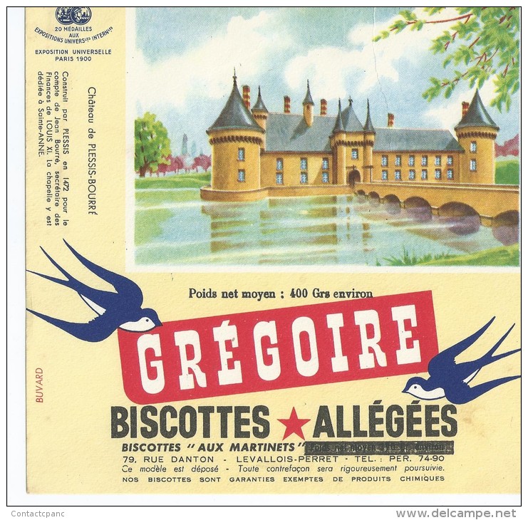 Biscotte   GREGOIRE   - Le Château De PLESSIS - BOURRE  -  Surimpression De La Ligne Et Déplacée Au -dessus - Biscottes