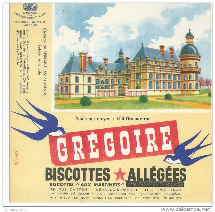 Biscotte   GREGOIRE   - Le Château De SERRANT ( 49 )  -  Surimpression De La Ligne Et Déplacée Au -dessus - Biscottes