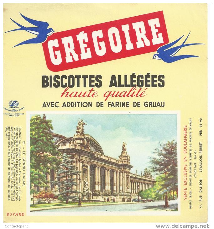 Biscotte   GREGOIRE   -  No 21  LE  GRAND  PALAIS   ( 75)     -              Ft = 19 Cm  X  17.5 Cm - Biscottes