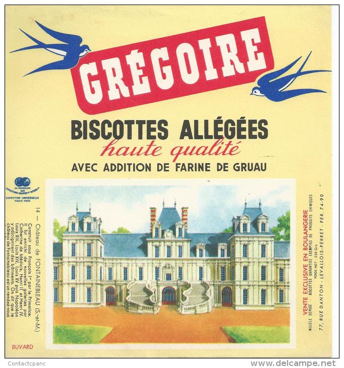 Biscotte   GREGOIRE   -  No 14  Château De FONTAINEBLEAU   ( 77)     -              Ft = 19 Cm  X  17.5 Cm - Biscottes