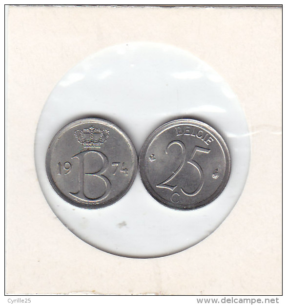 25 CENTIMES Cuivre-nickel Baudouin I 1974 FR Et FL - 25 Cent