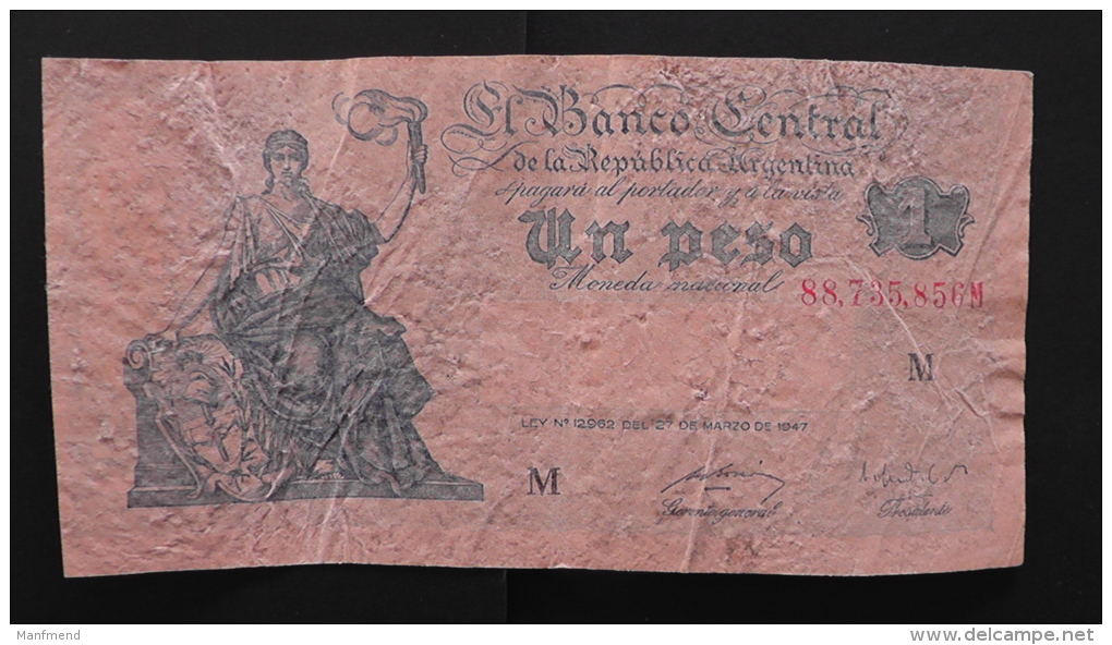 Argentinia - 1 Peso - 1948 - P 257.1 - F - Look Scan - Argentinien