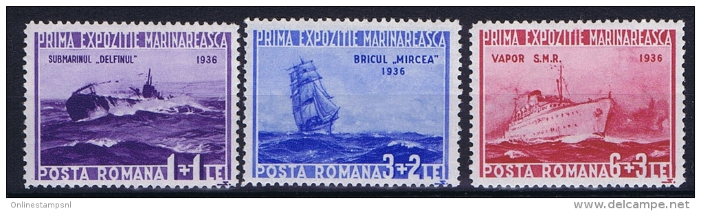 Romenia: 1936, Mi Nr 519 - 521, MNH/**, Ships - Ungebraucht