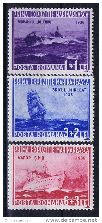 Romenia: 1936, Mi Nr 519 - 521, MNH/**, Ships - Ongebruikt