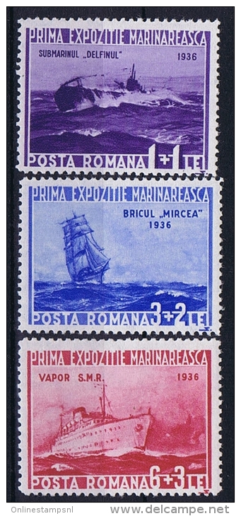 Romenia: 1936, Mi Nr 519 - 521, MNH/**, Ships - Ongebruikt