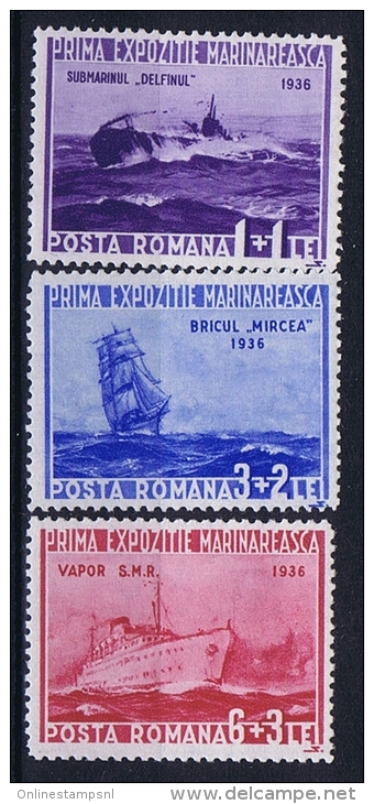 Romenia: 1936, Mi Nr 519 - 521, MNH/**, Ships - Unused Stamps