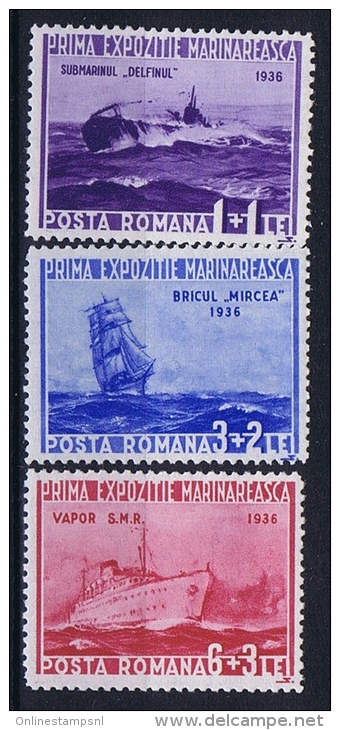 Romenia: 1936, Mi Nr 519 - 521, MNH/**, Ships - Nuevos