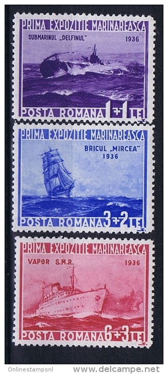 Romenia: 1936, Mi Nr 519 - 521, MNH/**, Ships - Barche