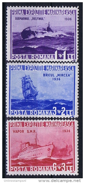 Romenia: 1936, Mi Nr 519 - 521, MNH/**, Ships - Boten