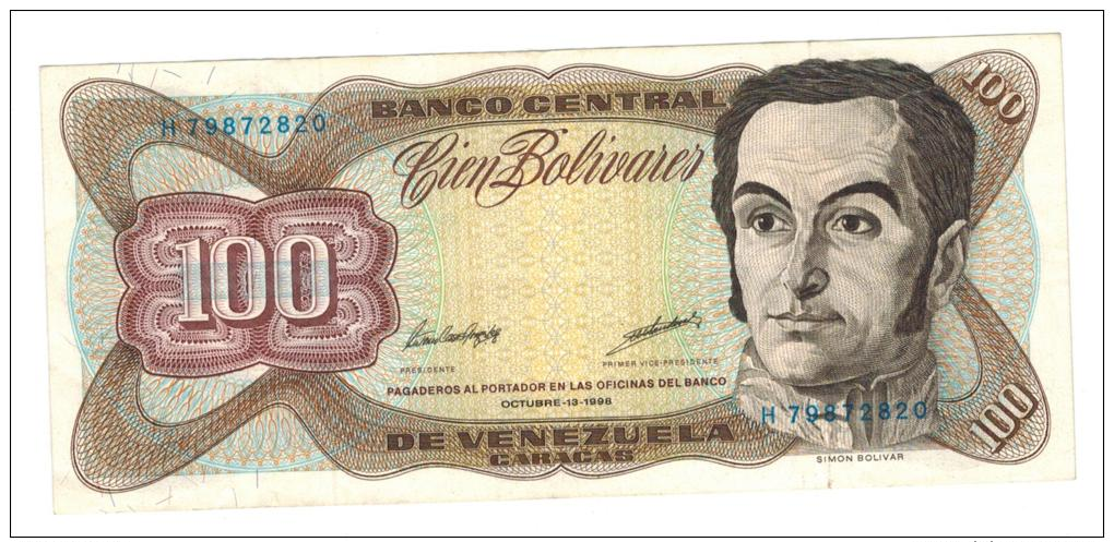 100 Bolivares, 1998VF+. - Venezuela