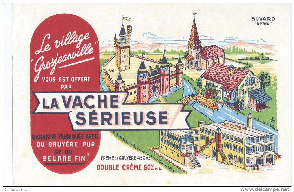 LA  VACHE  SERIEUSE  -  Le Village Grosjeanville      Ft = 16 Cm  X  16.5 Cm - Milchprodukte