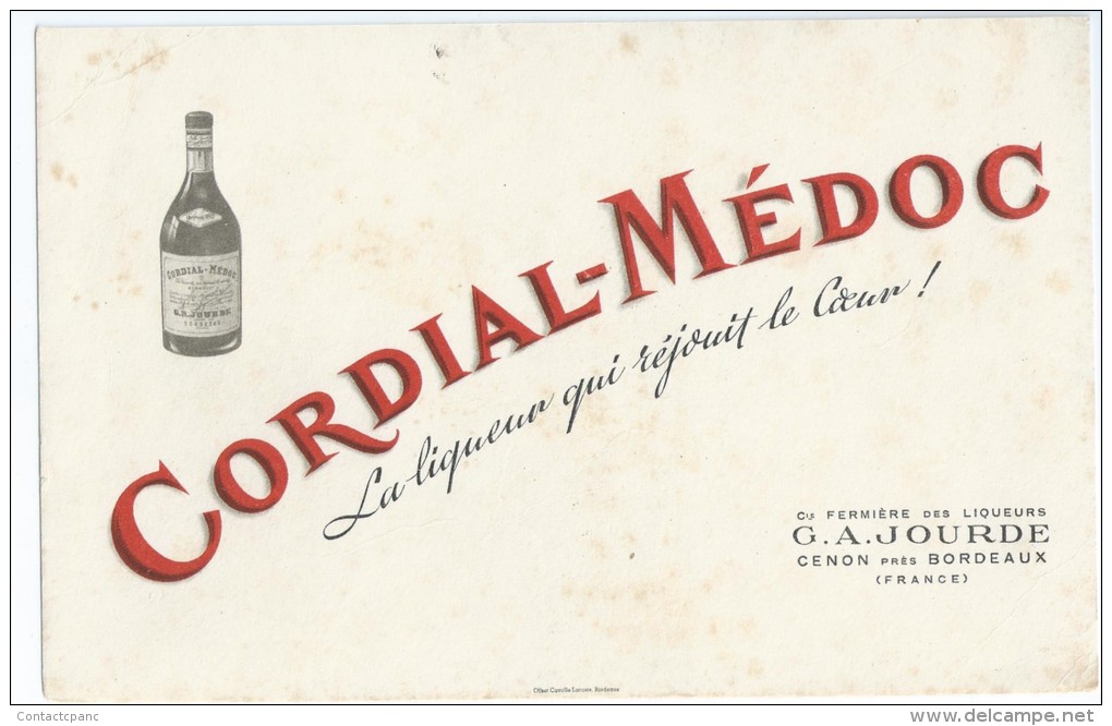 CORDIAL  -  MEDOC            Ft = 16 Cm  X  16.5 Cm - Liqueur & Bière