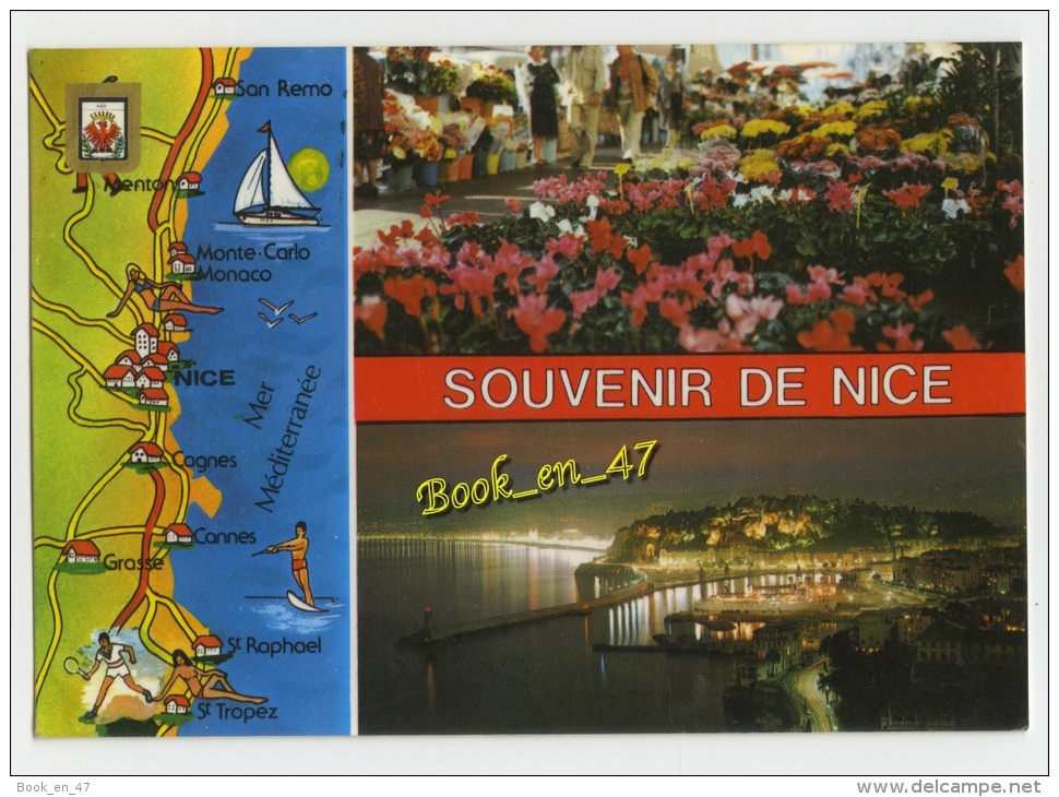 {62757} Souvenir De Nice , Carte Et Multivues - Cartes Géographiques