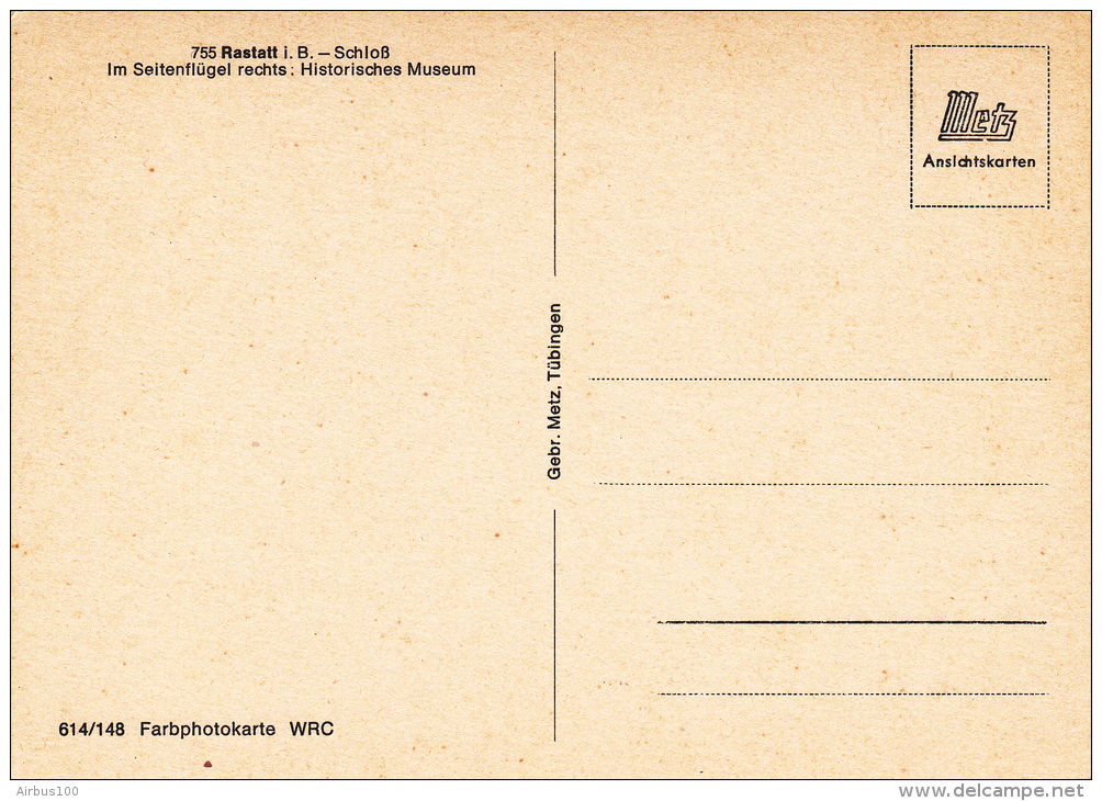 ALLEMAGNE - RASTATT - Château - Schoss - NON CIRCULEE - 2 Scans - - Rastatt