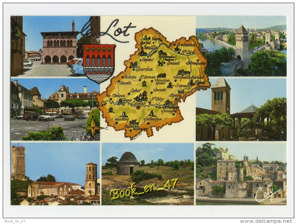 {62770} 46 Lot , Carte Et Multivues ; Cahors , Figeac , Montcuq , Puy L' Evêque , Gourdon , Saint Céré , Une Gariotte - Cartes Géographiques