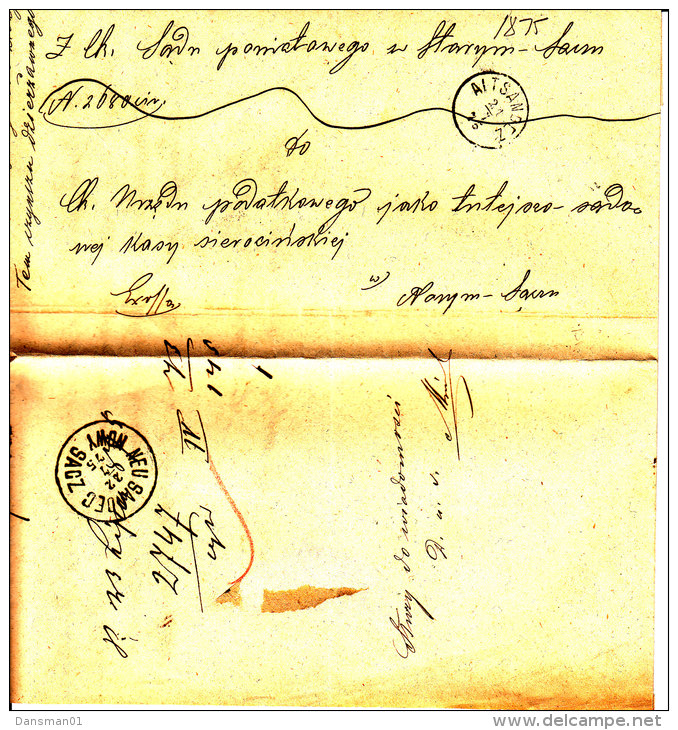 POLAND 1875 ALT SANDEC To NOWY SACZ Full Letter - ...-1860 Préphilatélie