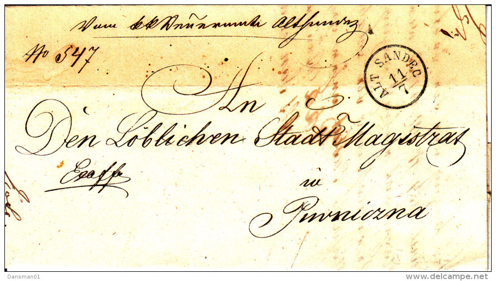 POLAND 1875 ALT SANDEC Full Letter (stained) - ...-1860 Préphilatélie