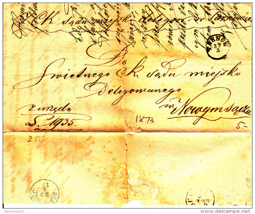 POLAND 1873 TARNOW To NOWY SACZ Full Letter (NEU SANDEC In Blue) - ...-1860 Préphilatélie