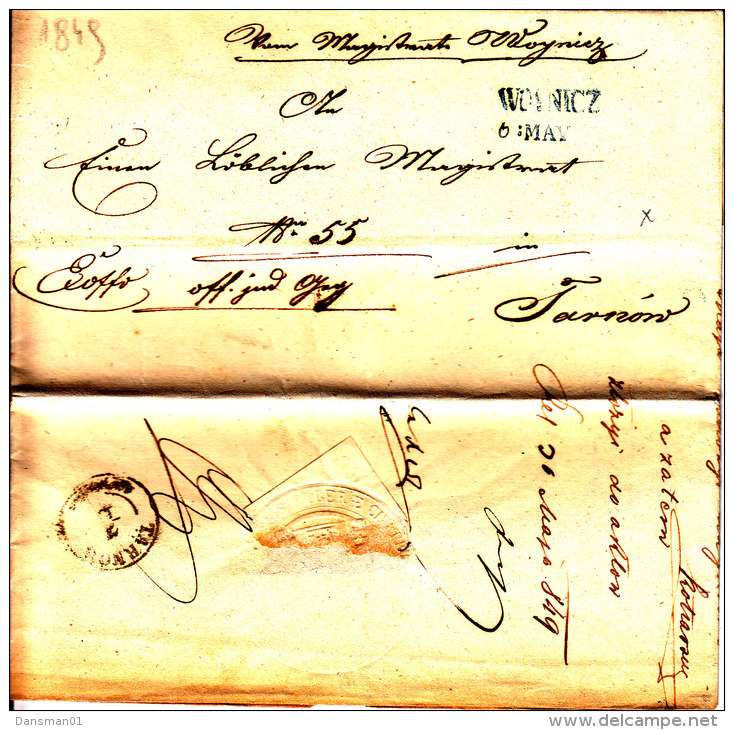 POLAND 1849 WISZNICZ To TARNOW  Full Letter - ...-1860 Préphilatélie