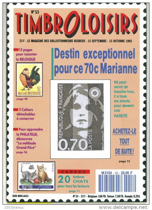 Magasine  100 Pages Timbroloisirs Thème Destin Exceptionnel Pour Ce 70c Marianne  N:5 3de 1993 - French (from 1941)