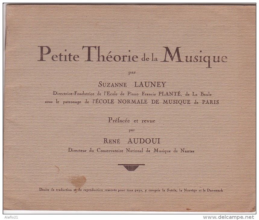 PETITE THEORIE De La MUSIQUE (PIANO) Par Suzanne LAUNEY - 1938 - Musique