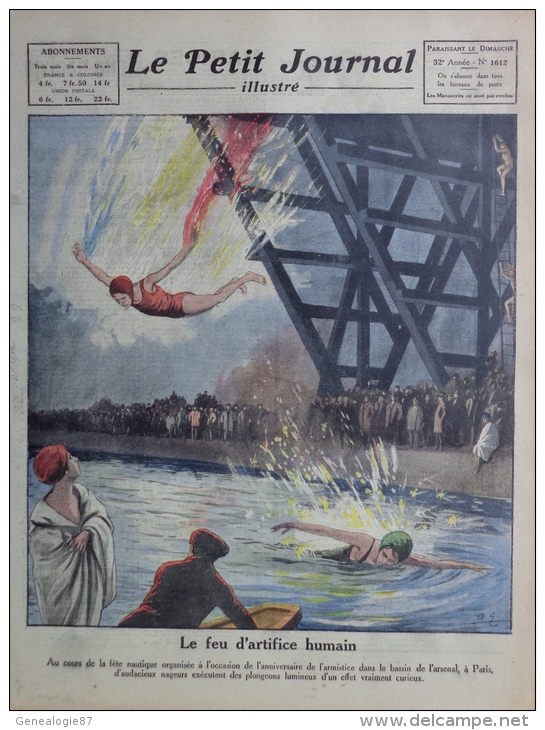 PETIT JOURNAL ILLUSTRE -20-11-1921- VERSAILLES PROCES LANDRU- ILLUSTRATEUR  RAYMOND PALLIER- NATATION PARIS PLONGEON - Historical Documents