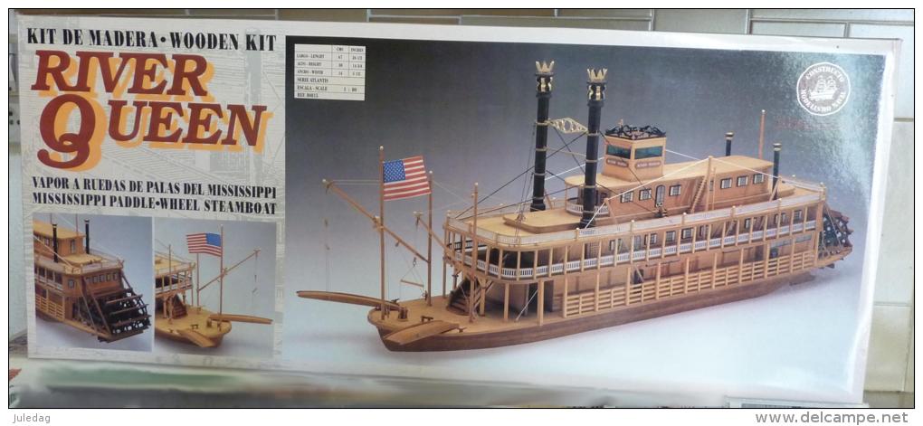 Maquette Bois  Bateau à Roues Wheel Steamboat River Queen  USA à Monter - Boats