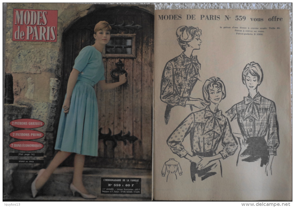 -MODE De PARIS - N° 559 Et Le PATRON D'une BLOUSE à CRAVATE NOUEE 3iéme Trimestre 1959 - Fashion