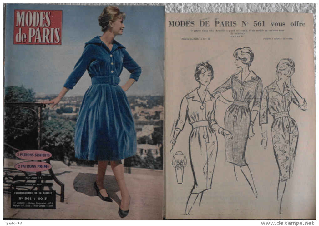 -MODE De PARIS - N° 561 Et Le PATRON D\'une ROBE CHEMISIER à Gd COL CRANTE T.: 44 3iéme Trimestre 1959 - Fashion